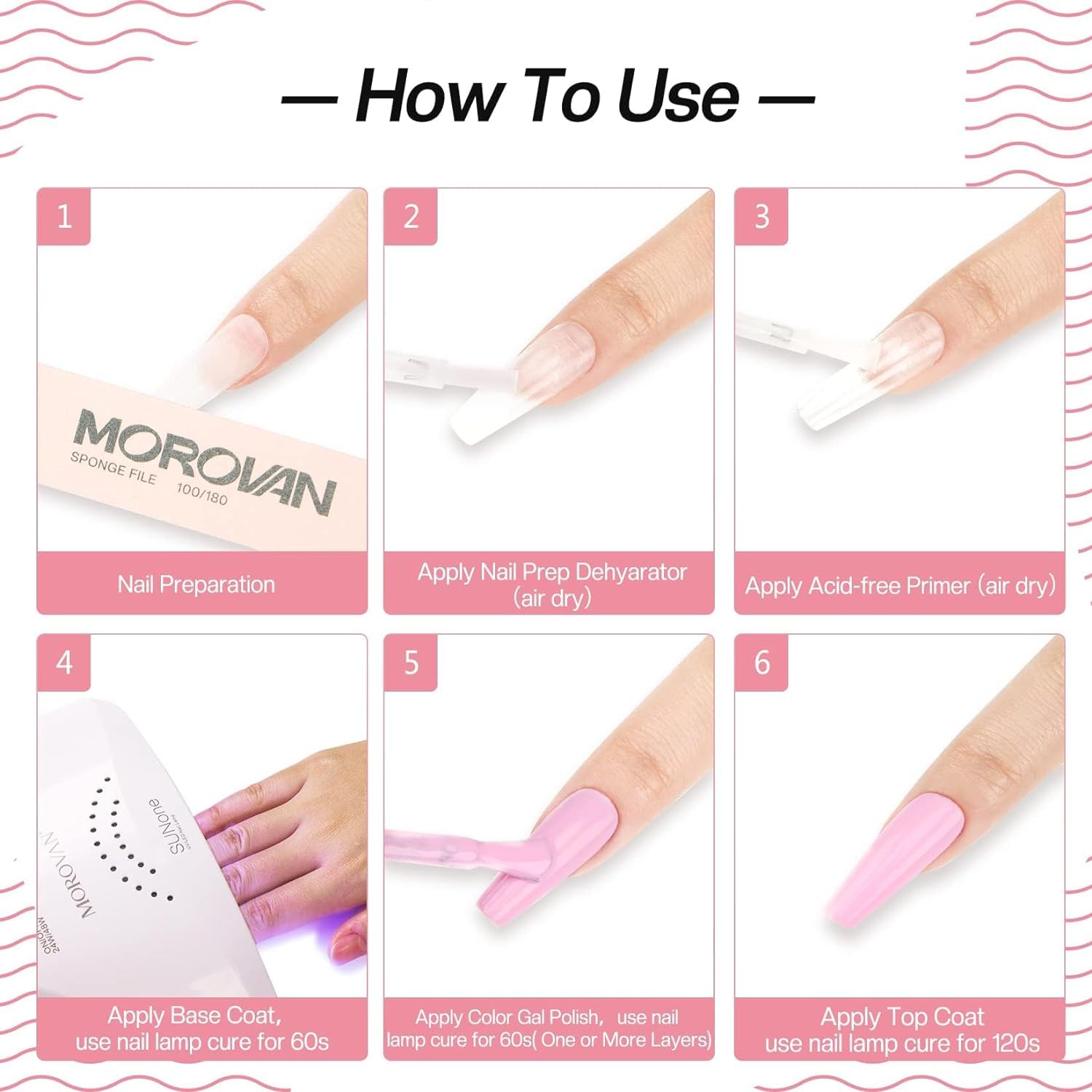 Morovan Capa base de gel 3 piezas no limpian gel brillo mate superior y capa base – lámpara de uñas de larga duración capa superior esmalte de uñas