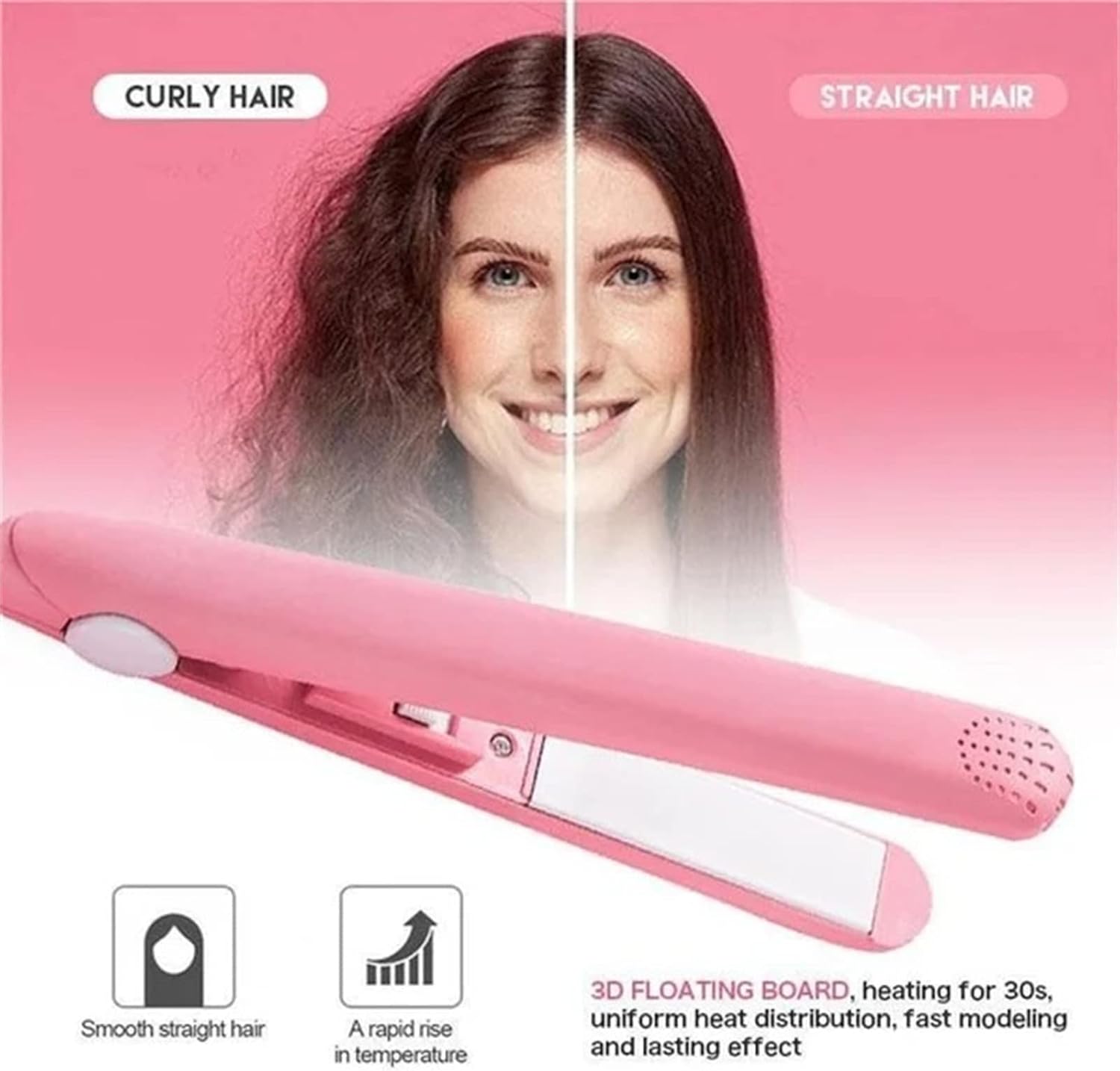 Werdeny – Mini rizador de pelo de cerámica para cabello corto, mini rizador de pelo para cabello corto y fino, mini rizador de cerámica 2 en 1 y