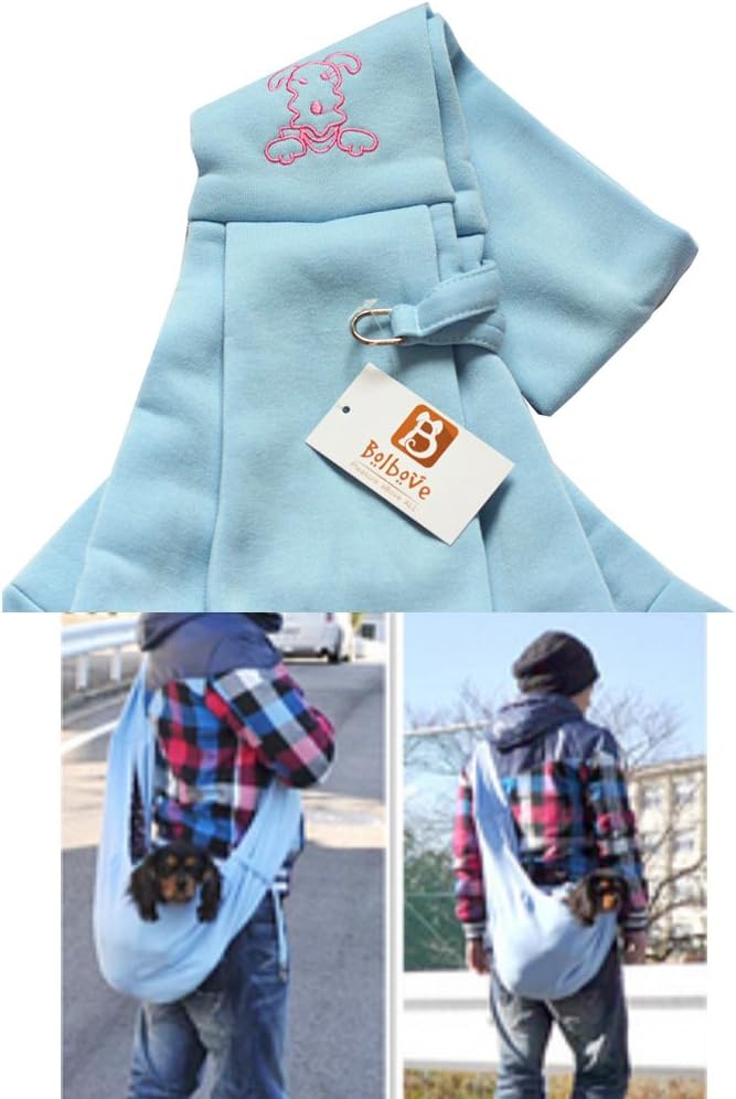 Bandolera porta-mascotas i’Pet manos libres, reversible, suave y cómoda para llevar cachorros, gatos y conejos, bolsa de mano, Azul