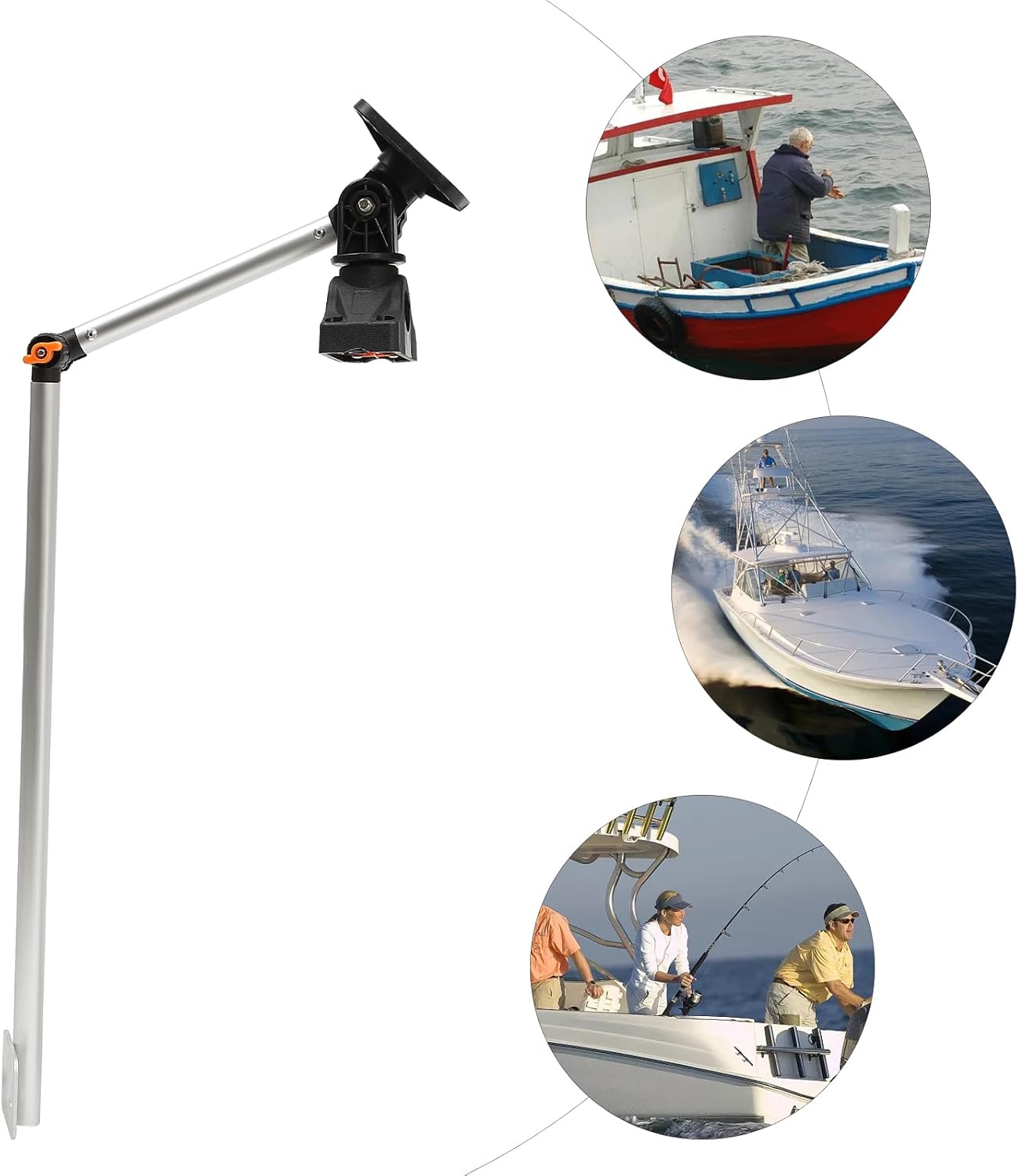 Soporte universal para transductor portátil, altura ajustable, giratorio de 360, soporte para buscador de peces con brazo de montaje para