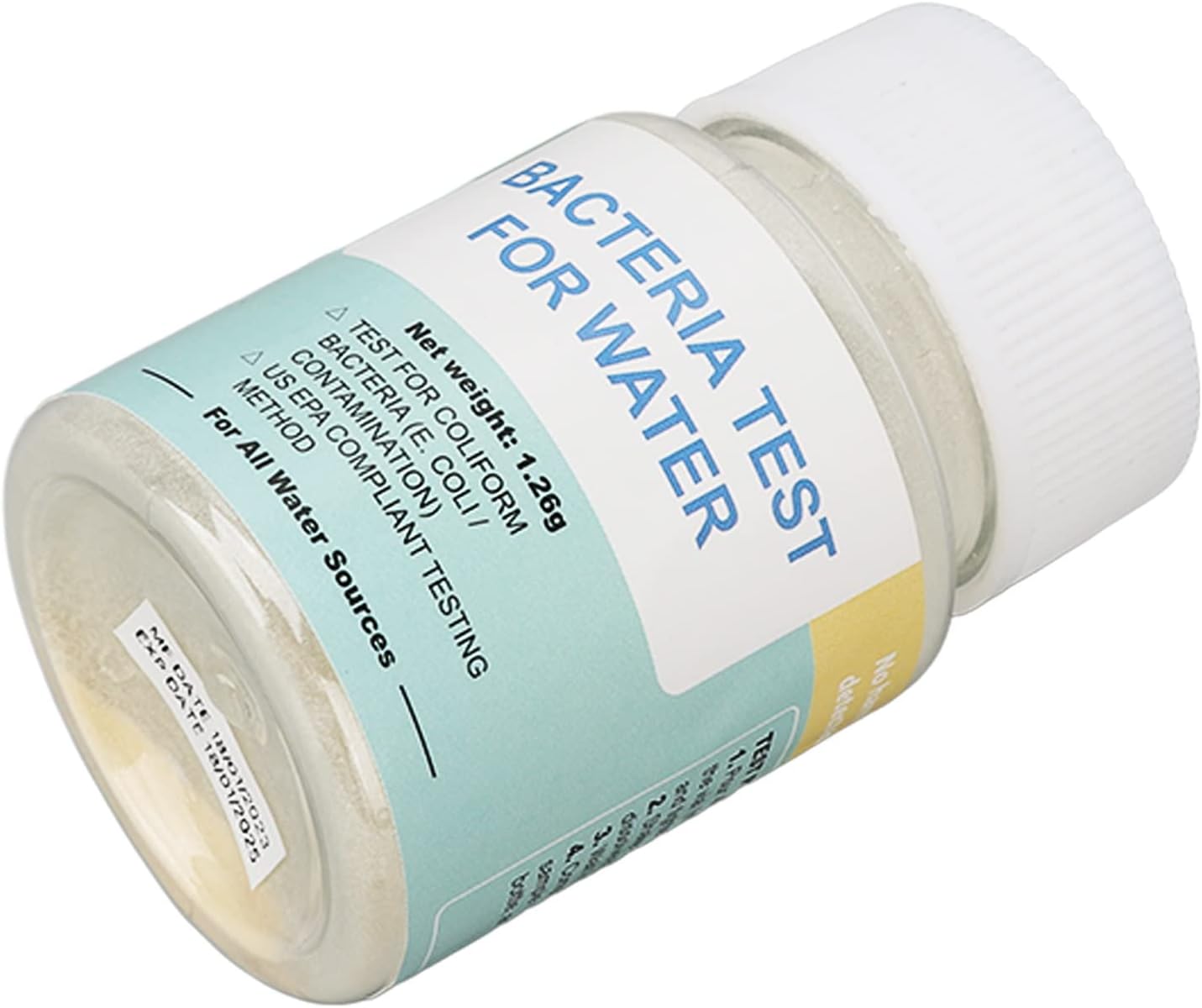Kit de polvo de prueba de bacterias coliformes para agua potable, agua del grifo, piscina, acuario, agua de pozo, resultados instantáneos de 48