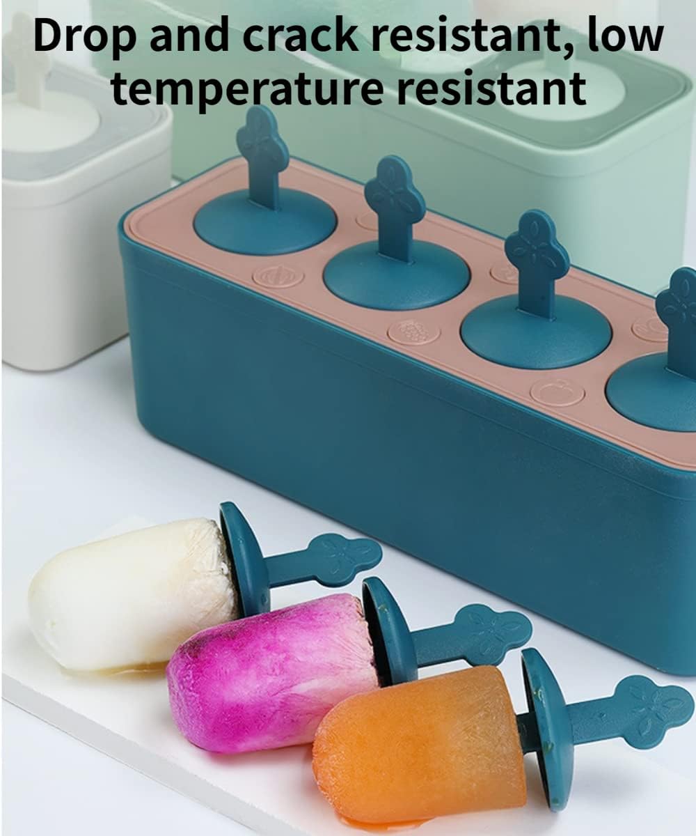 Juego de 4 moldes para paletas caseras de silicona para niños, moldes para helados de fácil liberación, moldes reutilizables para hacer bricolaje,
