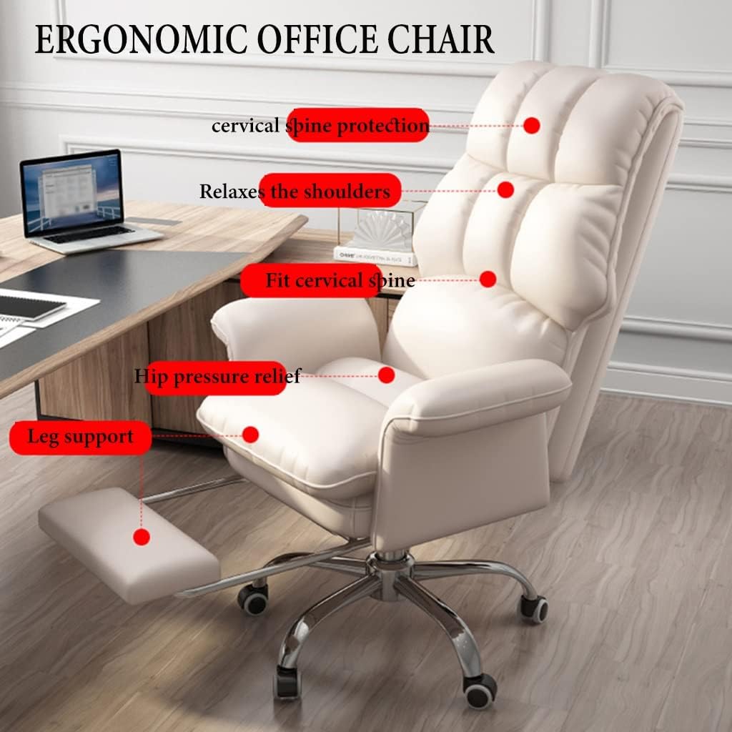 Silla de oficina en casa, ergonómica, sillas de tareas con ruedas, silla de escritorio de piel sintética, silla ejecutiva con altura ajustable