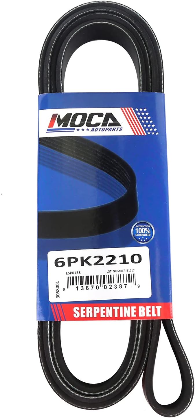 MOCA 6PK2210 EPDM – Correa serpentina compatible con Malibu 3.1L y 02 S10 4.3L & 05 Dodge Durango 3.7L y 19 Genesis G80 5.0L