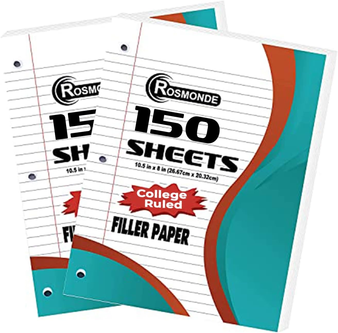 Papel de hojas sueltas, 900 hojas, paquete de 6, rayas universitarias, 8 x 10.5 pulgadas, papel de relleno de oficina a granel de 1.98 ozm, 3