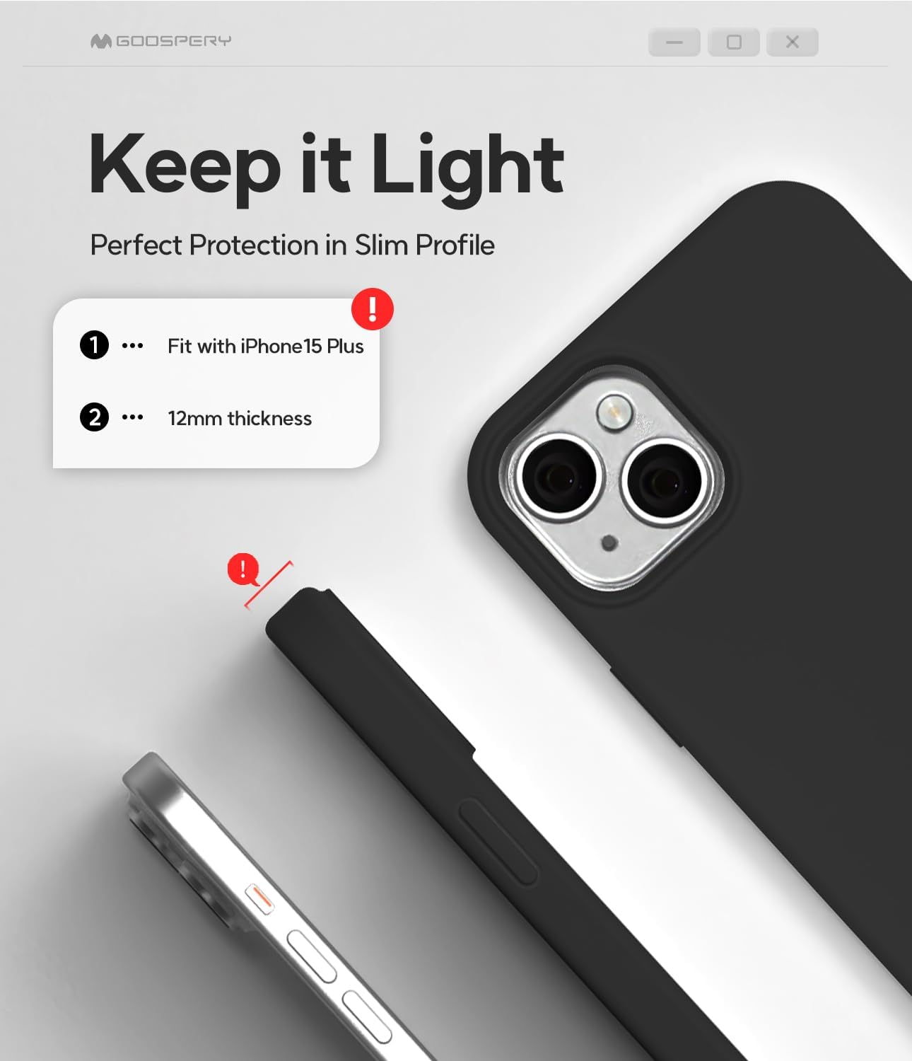 GOOSPERY Funda de silicona líquida compatible con iPhone 15 Plus, sedosa, suave al tacto, protección de cuerpo completo, a prueba de golpes, con