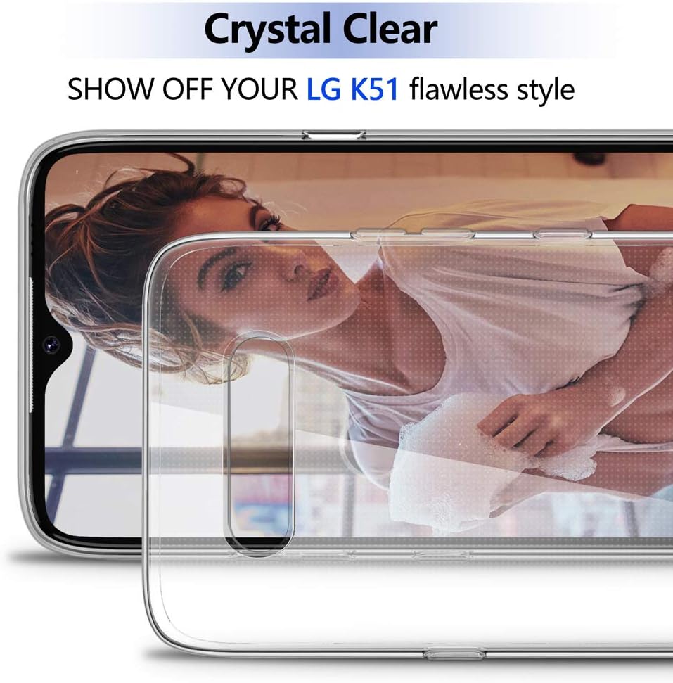 Funda delgada para LG K51, funda protectora de silicona TPU flexible y suave, antiarañazos, a prueba de golpes, para LG K51, transparente