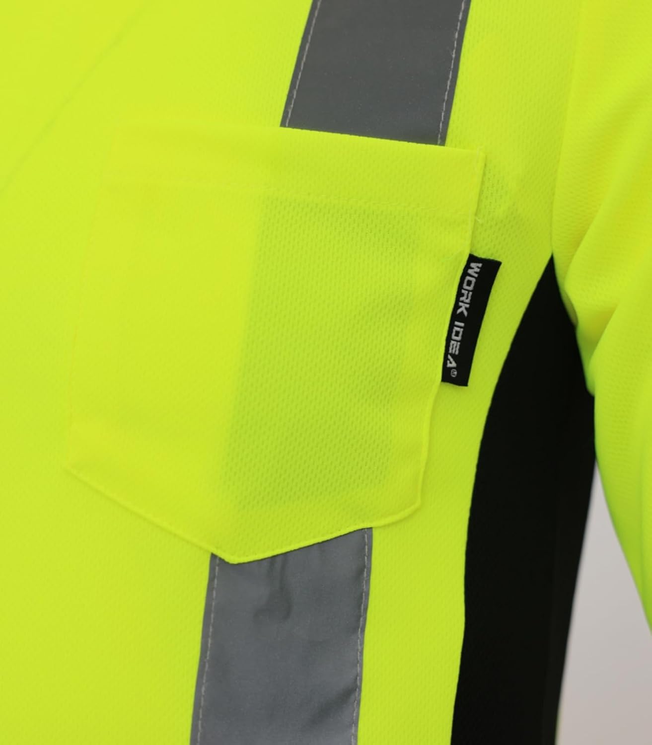 WORK IDEA Camiseta de seguridad para mujer, cinta reflectante, de alta visibilidad, para trabajo, construcción, manga corta