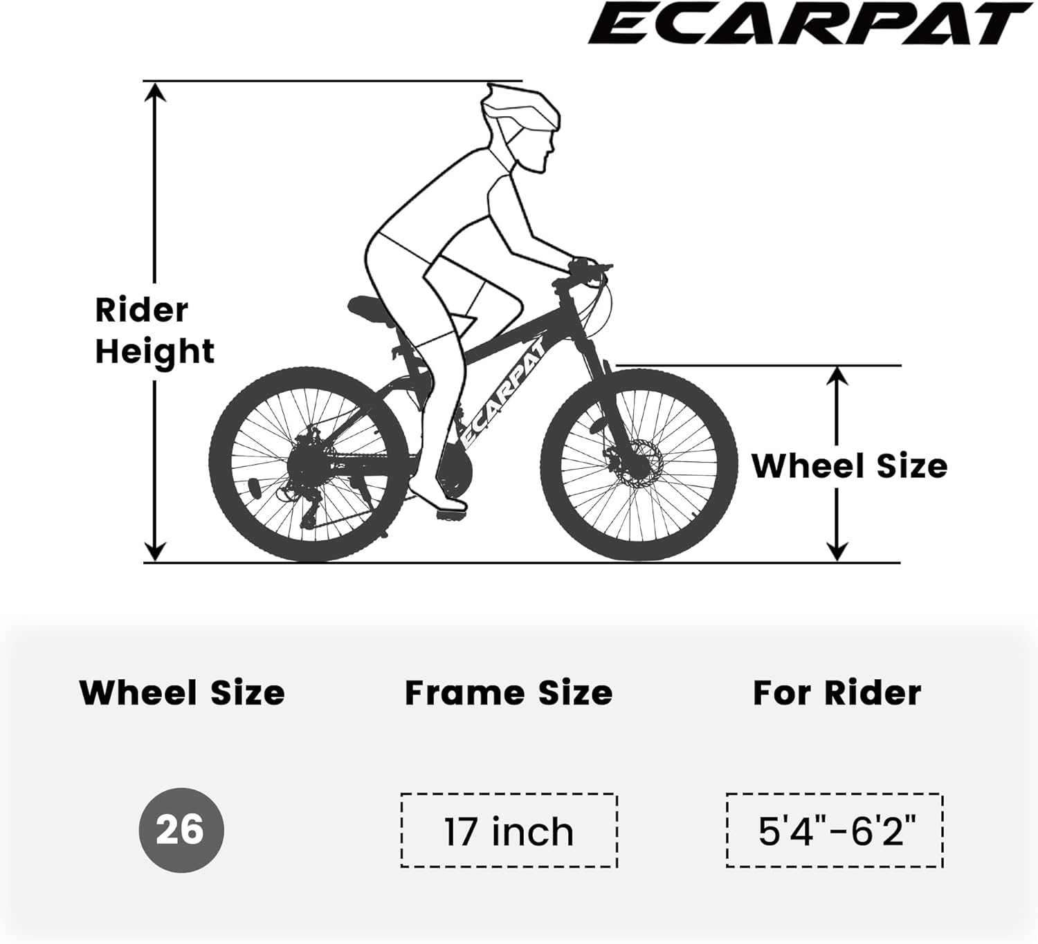 Ecarpat – Bicicletas de montaña con neumáticos gruesos de 202426 pulgadas, 7 velocidades, con frenos de disco mecánicos, suspensión delantera, para