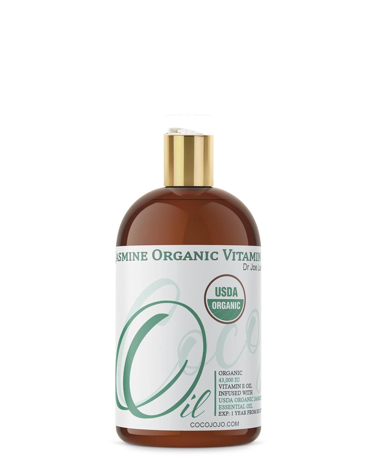 Dr Joe Lab Mezcla de aceite orgánico de vitamina E y aceite esencial de jazmín, 100% natural, 43,000 UI, vegano, suave, multiuso, piel, cara,