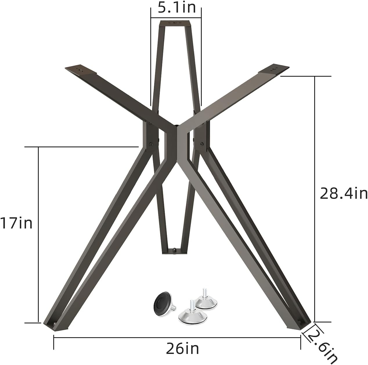 Base de mesa moderna de 28 pulgadas, patas de mesa de metal industrial con ventosas, mesa de centro moderna de metal, patas de mesa de comedor de