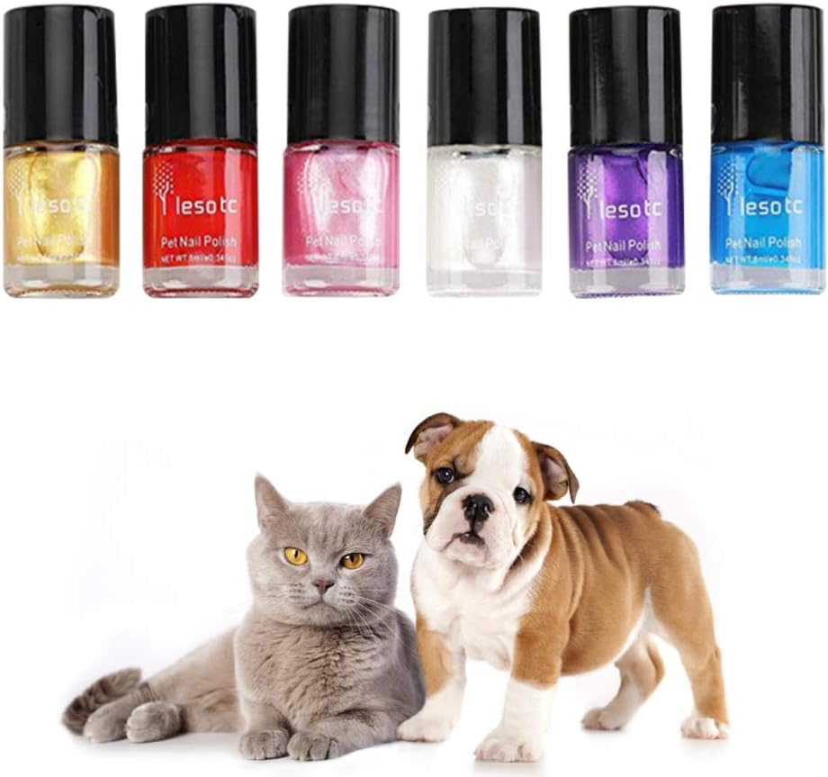 balacoo Juego de 6 esmaltes de uñas para perros, de secado rápido, no tóxicos, a base de agua, para todas las mascotas