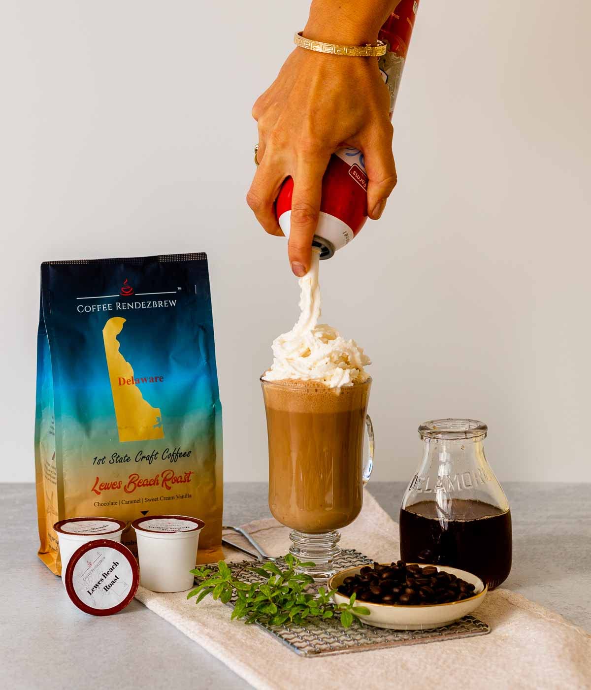 Coffee Rendezbrew 1st State Craft Coffee – Lewes Beach, café gourmet 100% arábica, tostado medio, molido, bolsa de 12 onzas