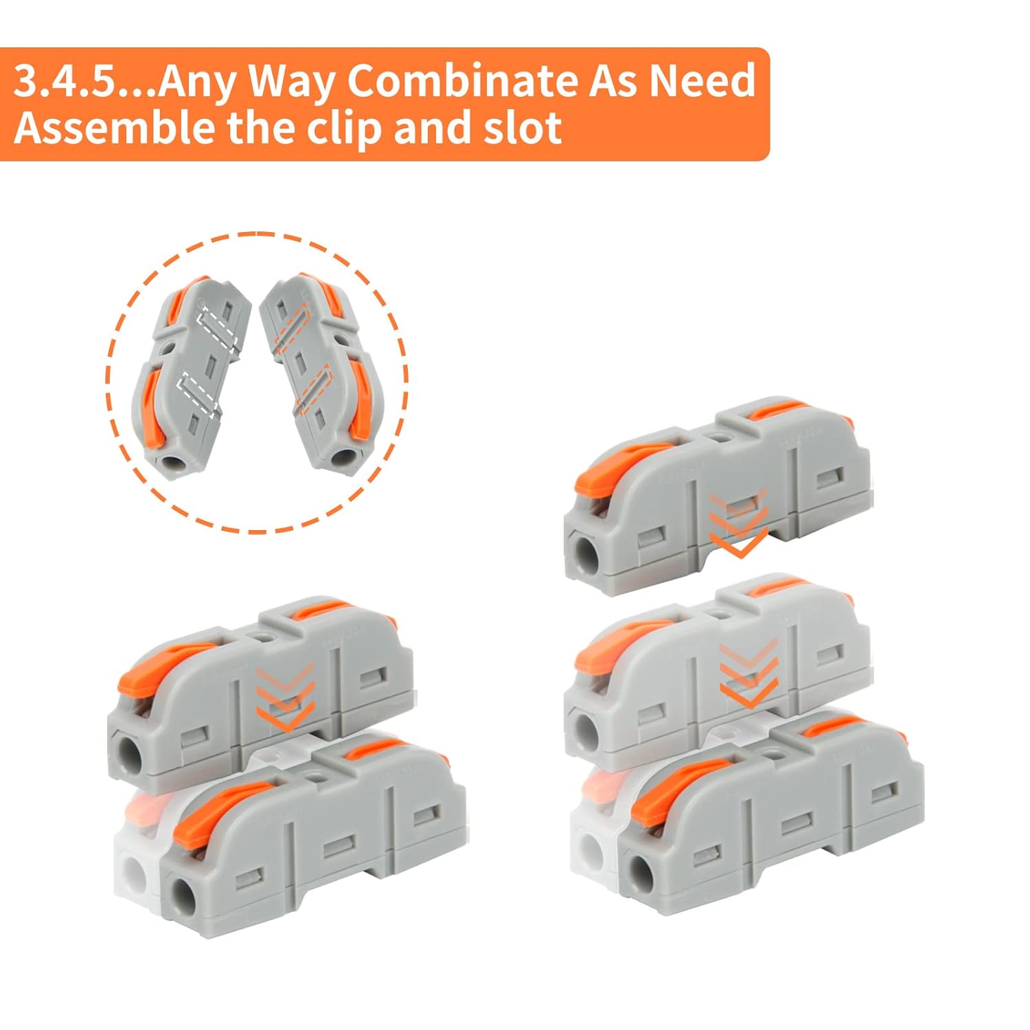 35PCS Lever Wire Nuts Connectors, 1Way Inline Conductors Compact Universal Wire Connectors, Electrical Splicing Connectors Quick Wiring Connect 24AWG
