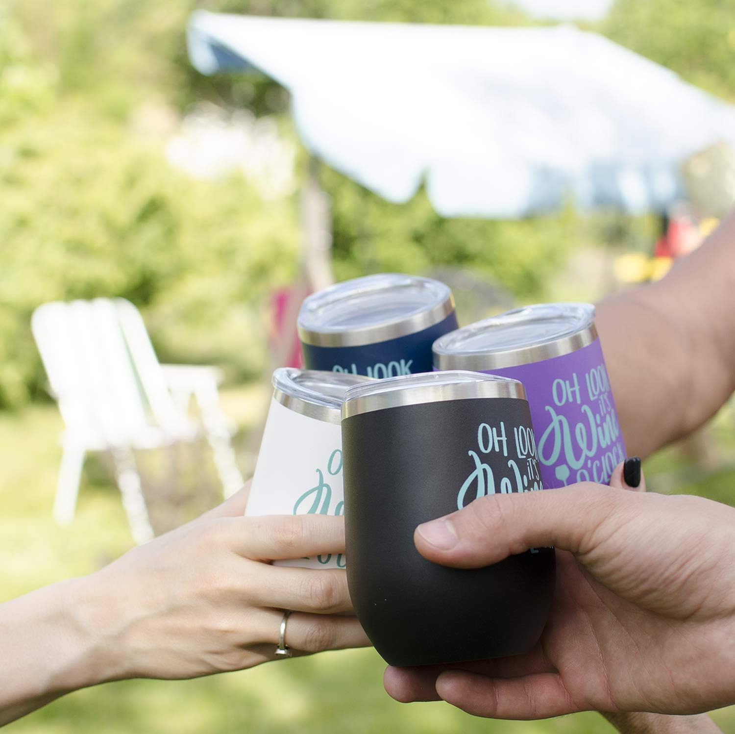 Prokitline Vaso de vino con refranes, copa de vino divertida de acero inoxidable de alta calidad para hombres, mujeres, hermana, mamá, amiga,