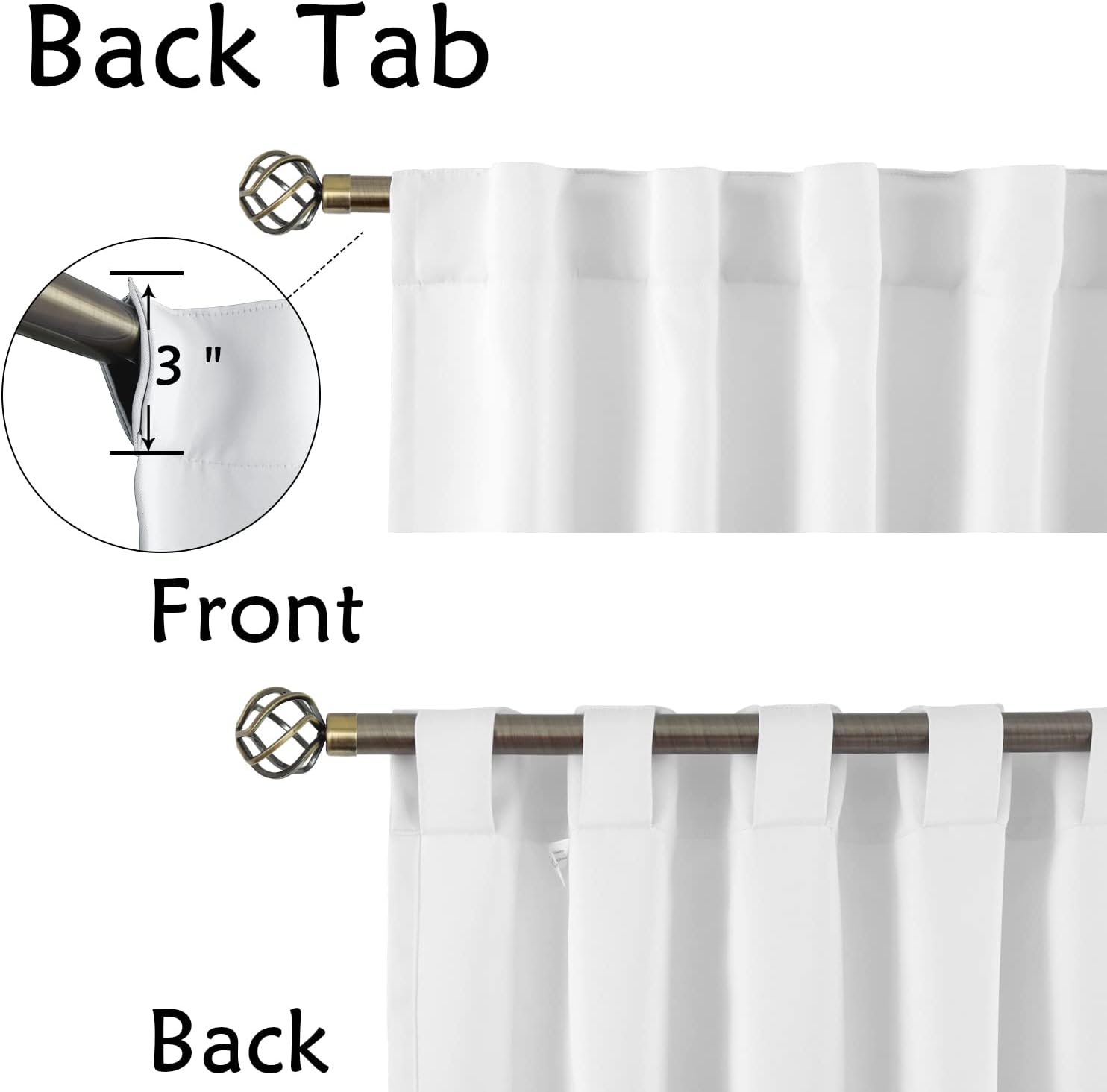 BGment 2paneles de cortinas opacas para ventana de dormitorio y sala de estar, con trabillas traseras, para cortinero, oscurecen el ambiente, con