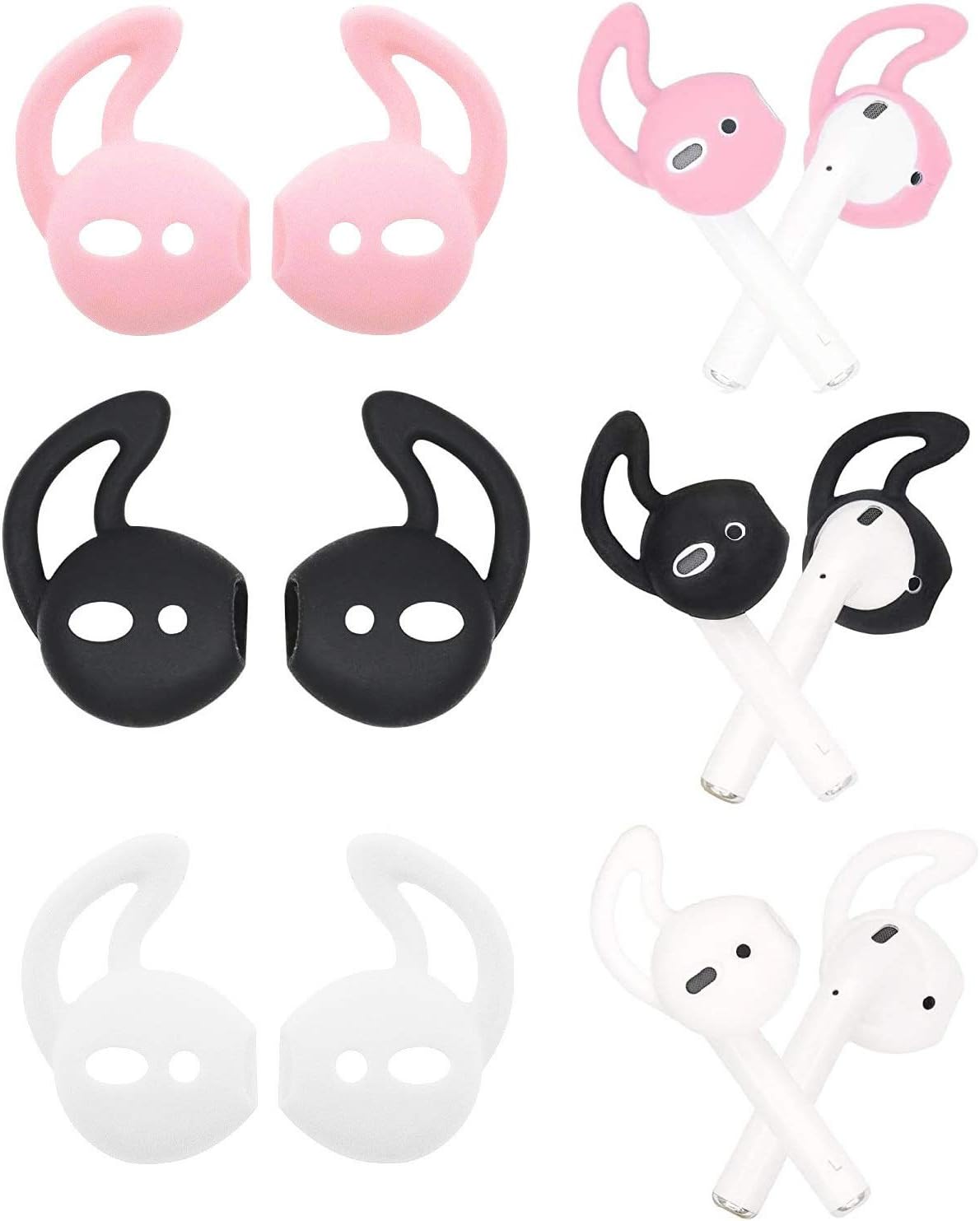 BLLQ Funda para auriculares Air Pods 2 y Air Pods 1 o almohadillas para los oídos, 3 pares, color blanconegrorosa, WBPH