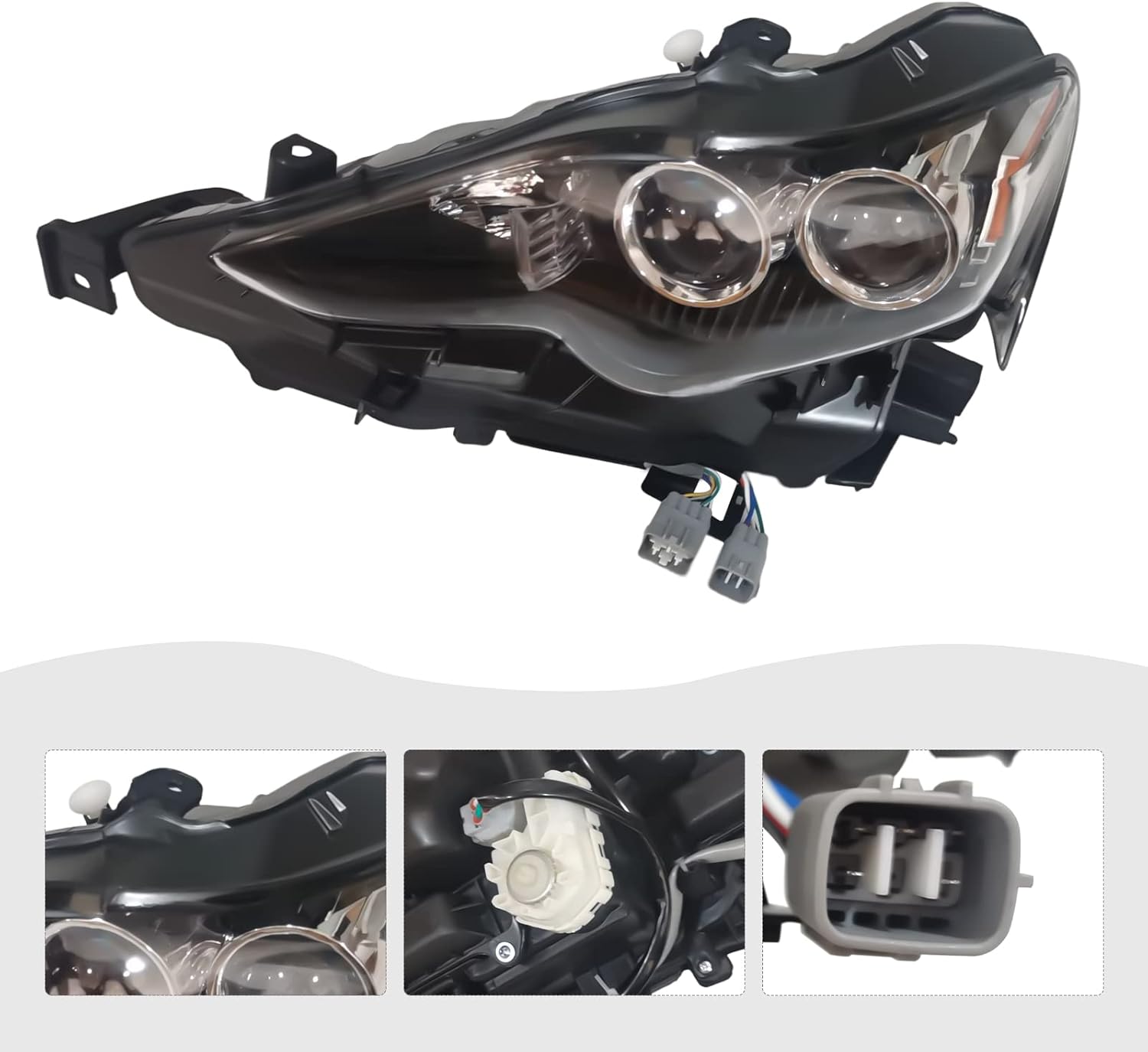 Faro delantero compatible con Lexus IS250 IS350 2014 2015 2016, faros delanteros LED, carcasa negra, lente transparente, lado izquierdo del