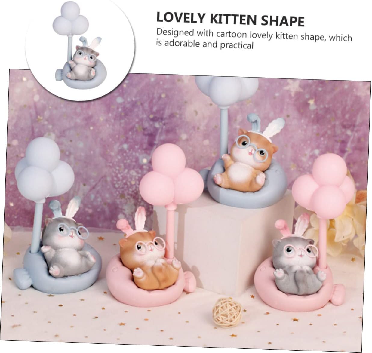 Holibanna Decoración de mesa con luz nocturna de gato, decoración para tartas, luces nocturnas para niños, decoración de escritorio, decoración
