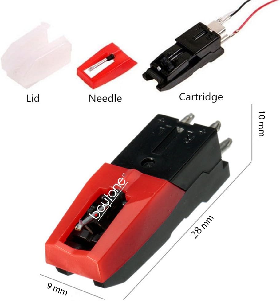 Boytone Stylus – Cartucho con 3 agujas de cerámica de repuesto para la mayoría de tocadiscos.