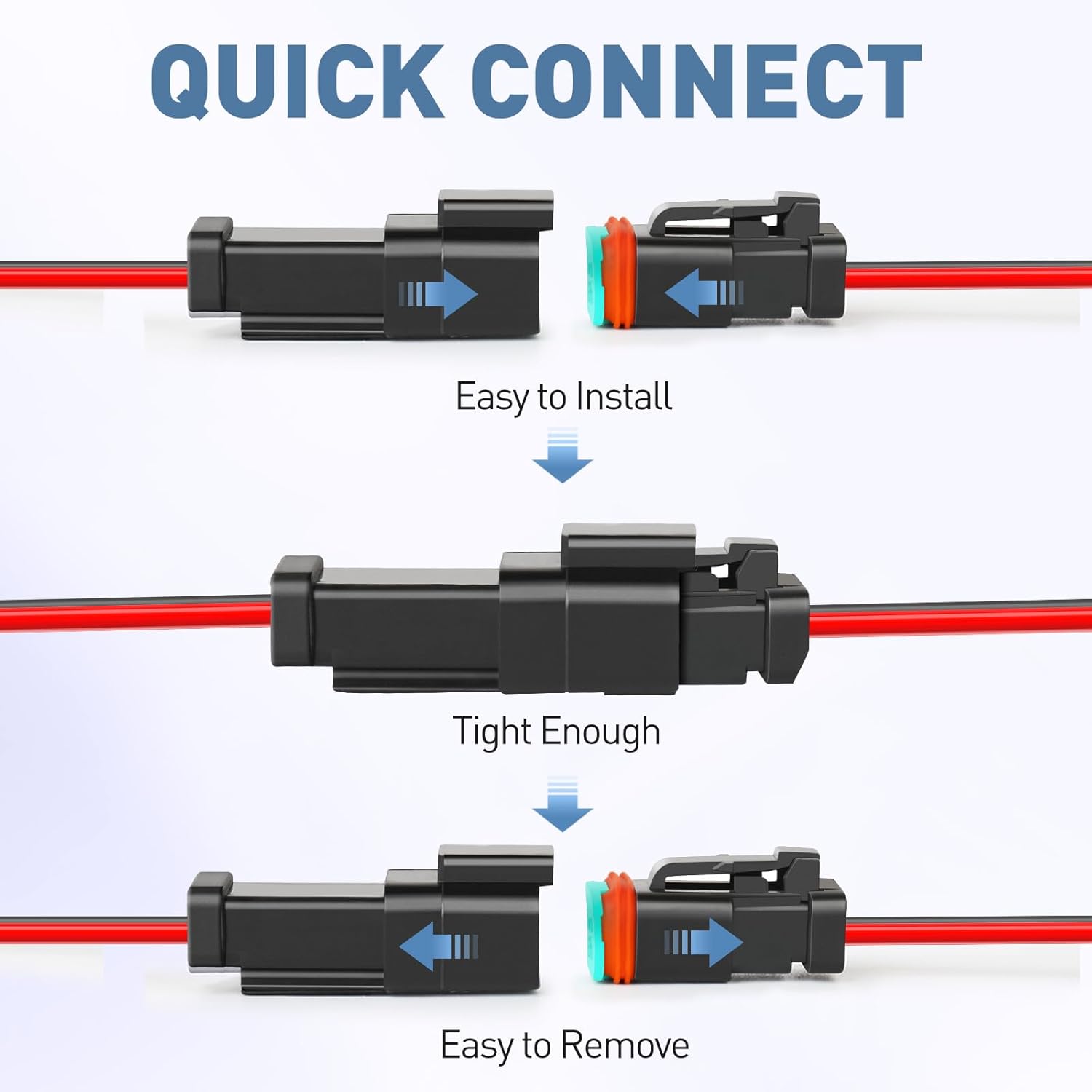 NAOEVO Deutsch – Conectores de 2 pines, conectores de cable impermeables de 18 AWG, conectores de cable automotriz de 0.059 pulgadas macho hembra
