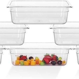 Paquete de 6 bandejas de comida NSF, 13 de tamaño de 4 pulgadas de profundidad de policarbonato transparente, recipientes de almacenamiento de Paquete de 6 bandejas de comida NSF, 13 de tamaño de 4 pulgadas de profundidad de policarbonato transparente, recipientes de almacenamiento de