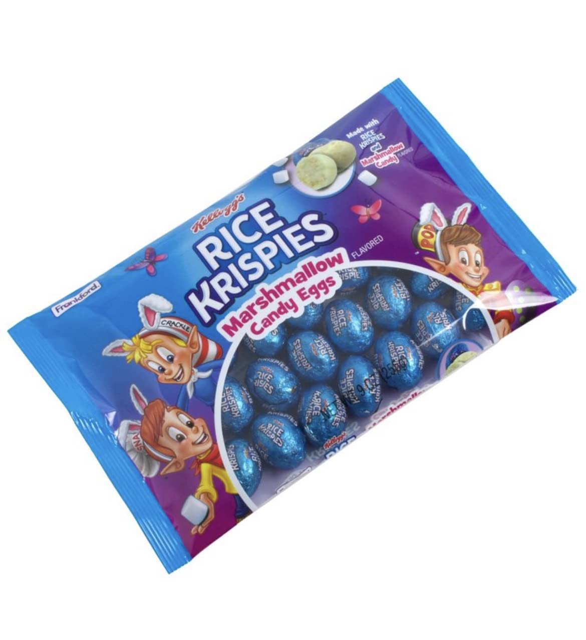 Kelloggs Rice Krispies, con sabor a malvavisco, envueltos indiviidualmente, huevos de chocolate con caramelo frustrados, canasta de Pascua, búsqueda