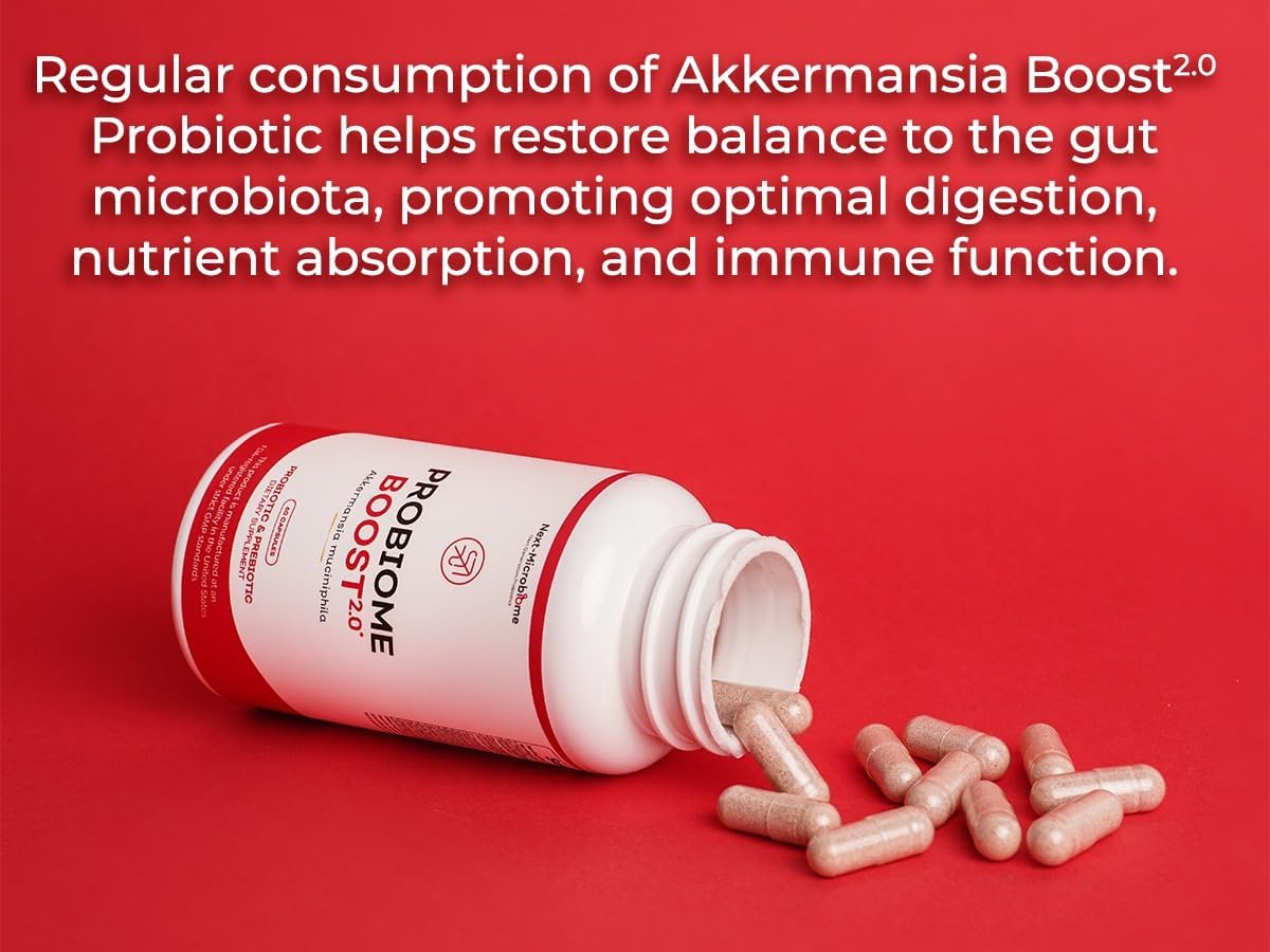 NEXT-MICROBIOME Probiome-Boost 2.0 con Akkermansia muciniphila 60 cápsulas combinadas con probióticos y prebióticos