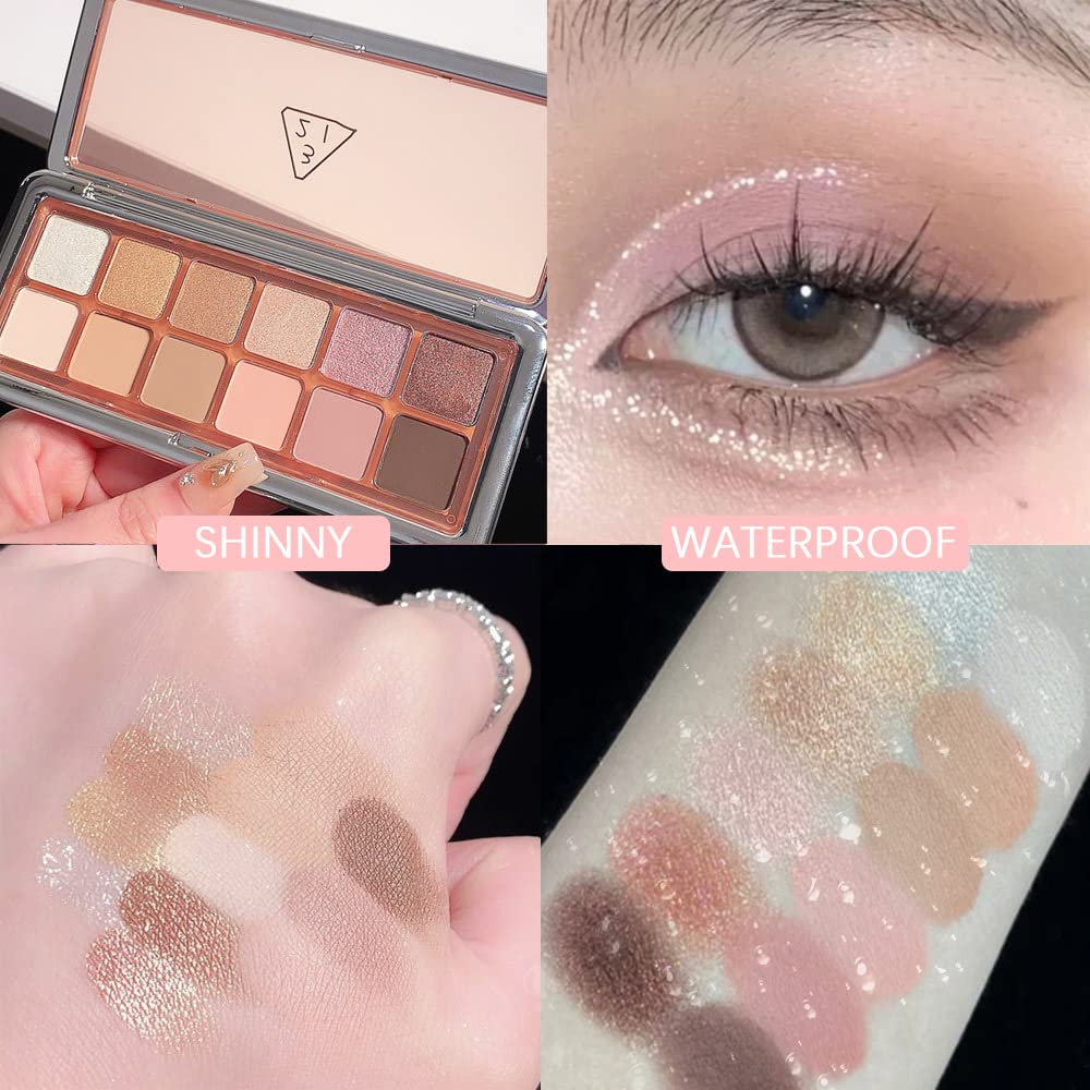 AMY’S DIARY Paleta de sombras de ojos marrón rosa de 12 colores, alta pigmentación, mezclable, paleta de ojos neutros de larga duración (3)