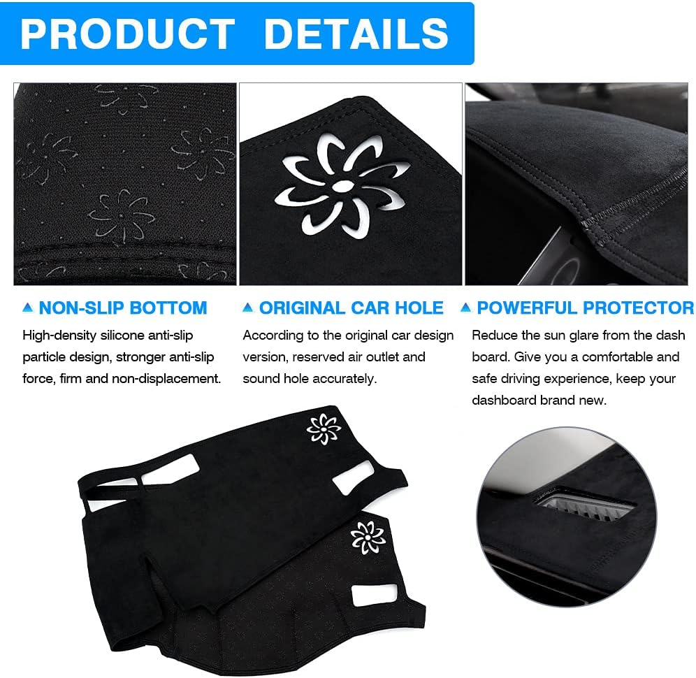 Cartist Cubierta de tablero para Toyota RAV4 2019-2022, 2023 2024, accesorios para cubierta de tablero de gamuza, protector de rayos UV