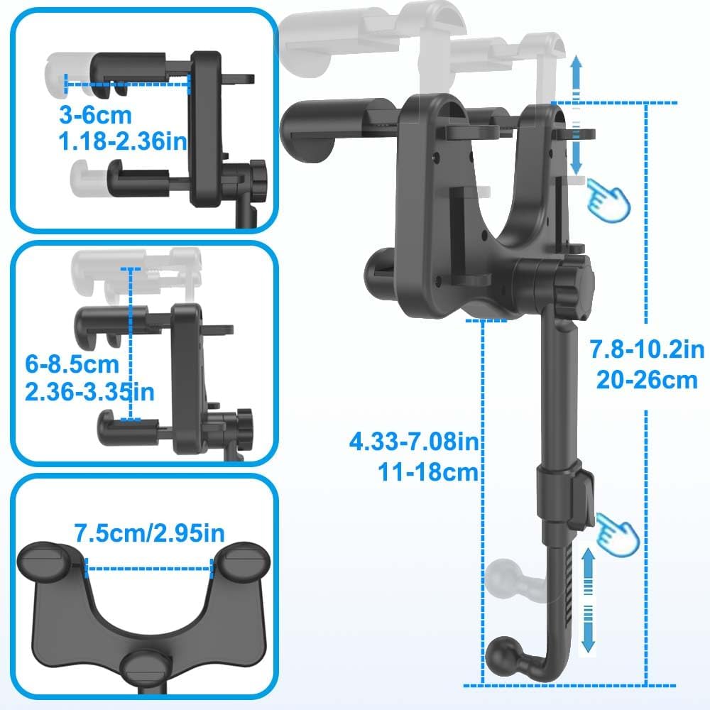 Soporte para teléfono para espejo retrovisor de automóvil, soporte para tableta para iPad y teléfono celular de 4 a 13 pulgadas, soporte retráctil