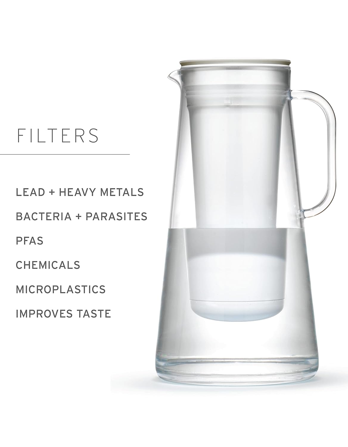 LifeStraw Inicio – Jarra con filtro de agua, 10 tazas, azul medianoche, sin BPA, diseñada para la protección diaria contra bacterias, parásitos,