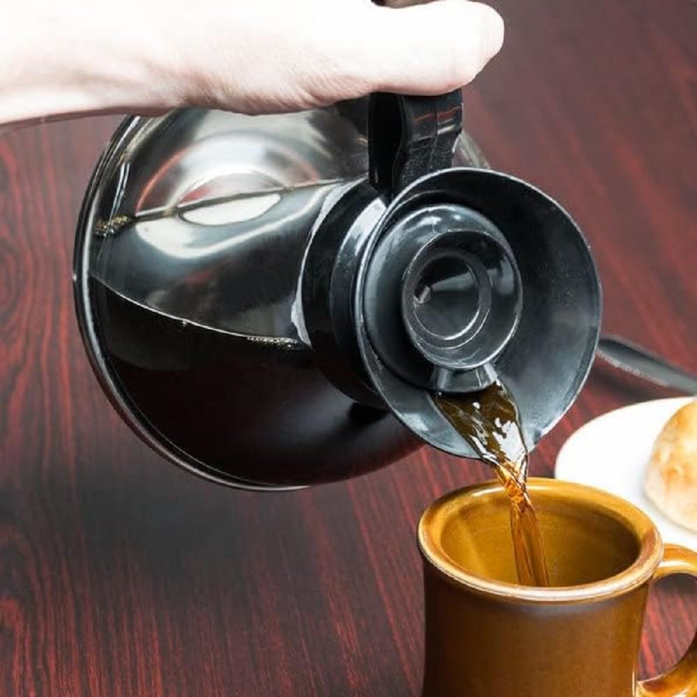 Decantador de café de grado comercial, cuerpo de policarbonato con base de acero inoxidable, mango de plástico negro, jarra de café fácil de verter,