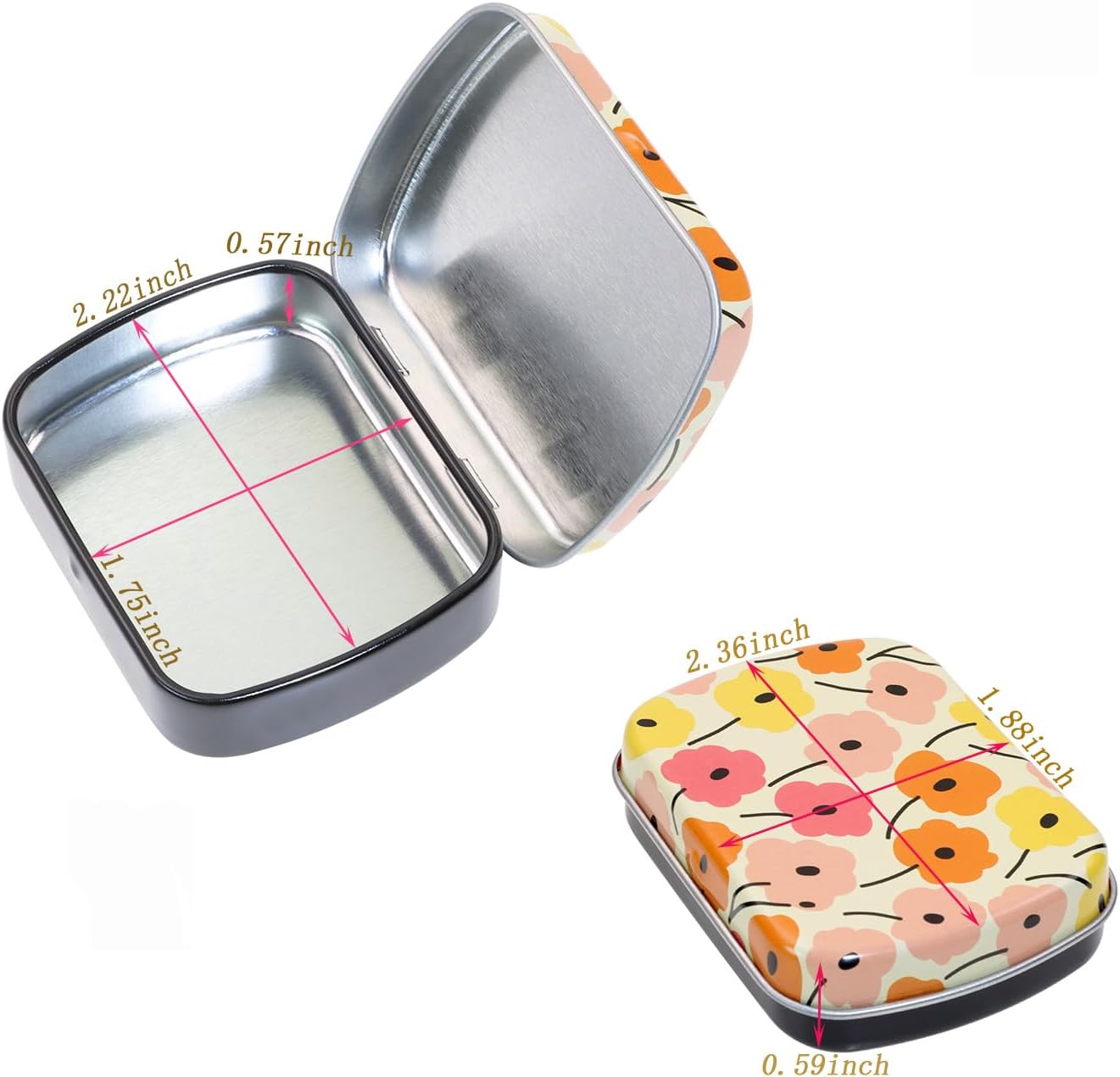 Pequeña caja de almacenamiento portátil de metal, mini paleta rectangular vacía de acuarela de viaje, latas con bisagras con tapa para dibujar,