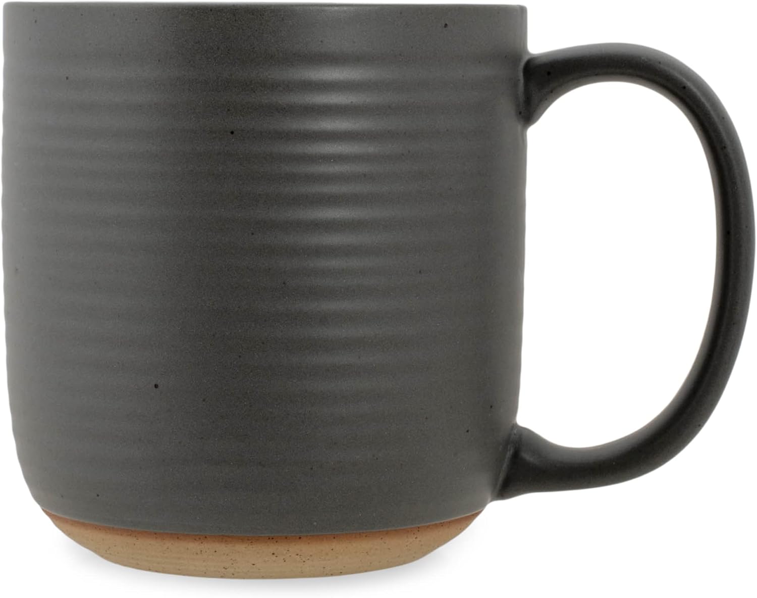 Elanze Designs Juego de 4 tazas de café con fondo de arcilla cruda de 16 onzas, color gris