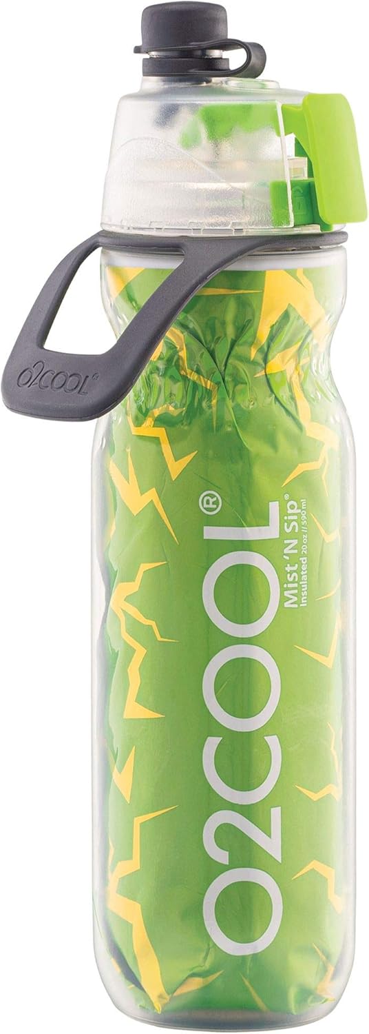O2COOL Mist ‘N Sip – Botella de agua de nebulización 2 en 1, función de niebla y sorbo sin fugas, botella de agua deportiva con boquilla superior,