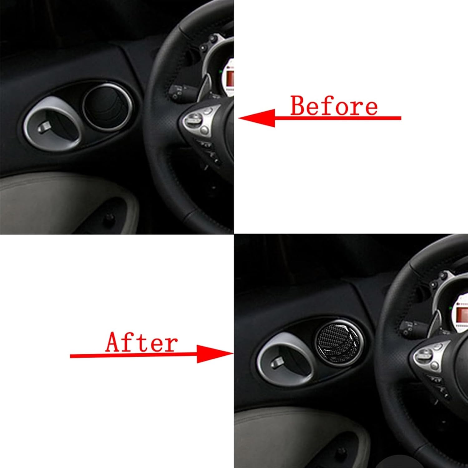 Adhesivos decorativos para Nissan 350Z 370Z Z34 2009-2020 de fibra de carbono para interiores, salida de aire, cubierta de ventilación para el
