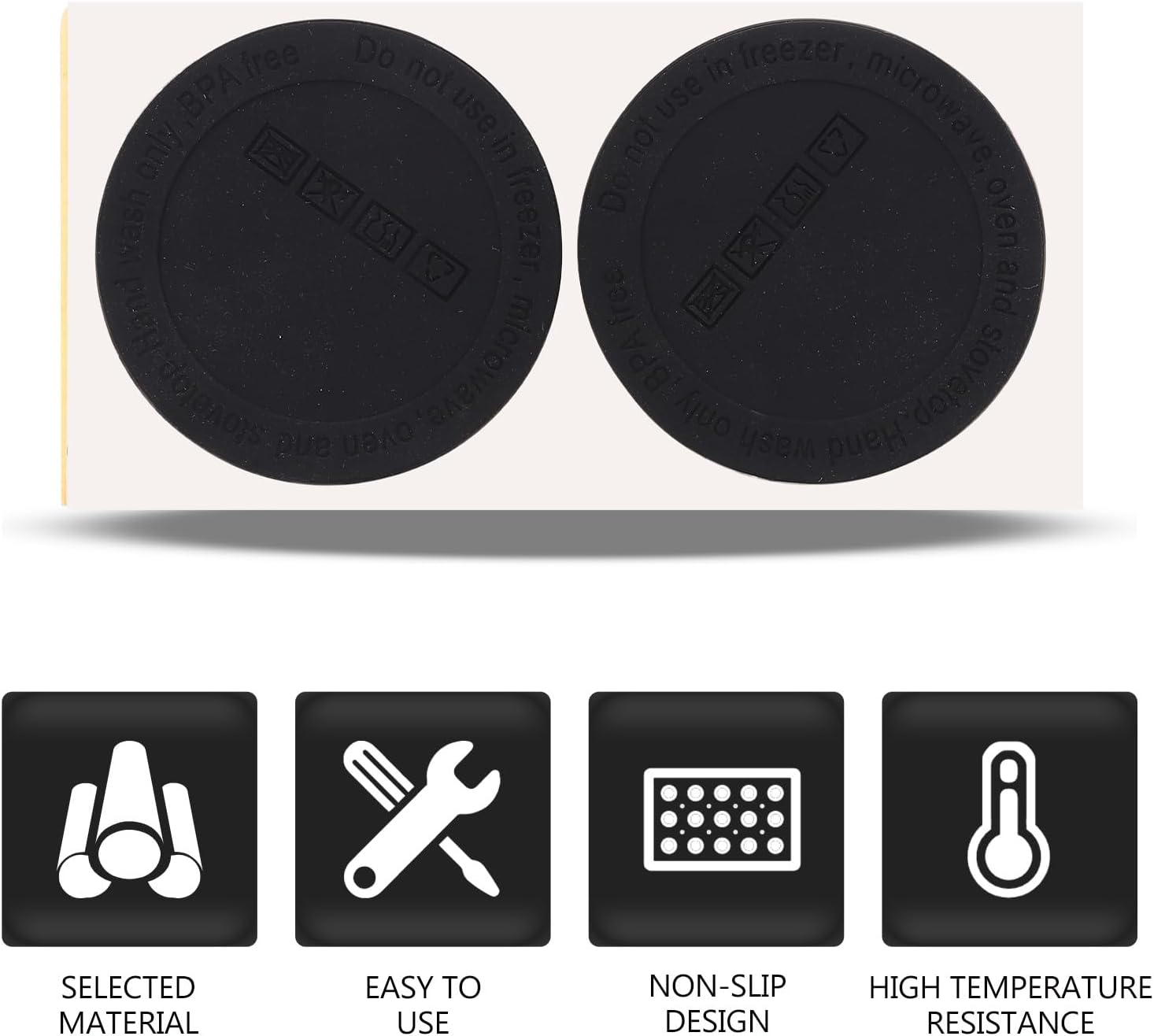 NOLITOY 100 piezas de almohadilla de silicona adhesiva de silicona negra, taza de vidrio con tapa, hervidor negro de 20 onzas, vaso delgado de vino,