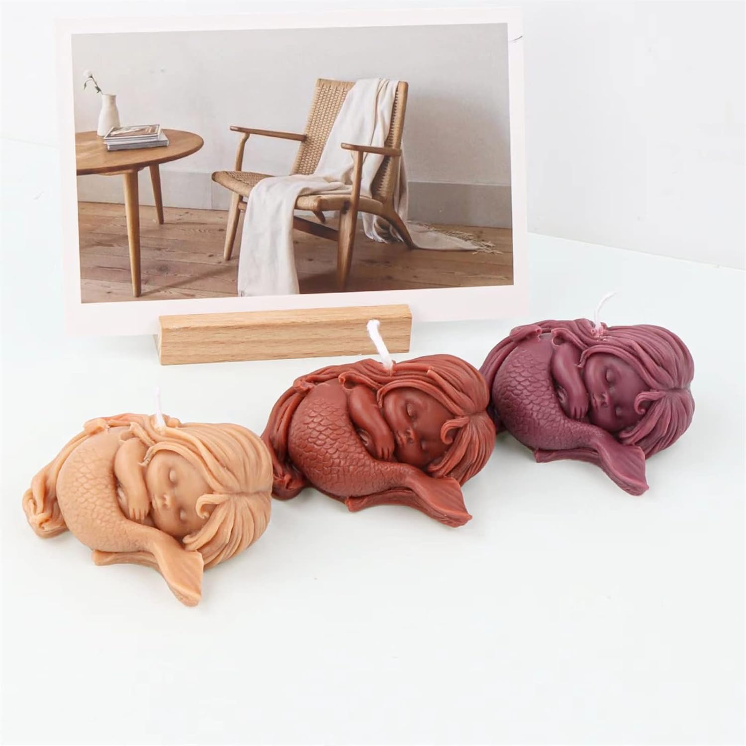 YSCEN – Moldes de silicona para dormir, sirena 3D, diseño de princesa de sirena, manualidades, moldes de jabón hechos a mano, suministros para hacer
