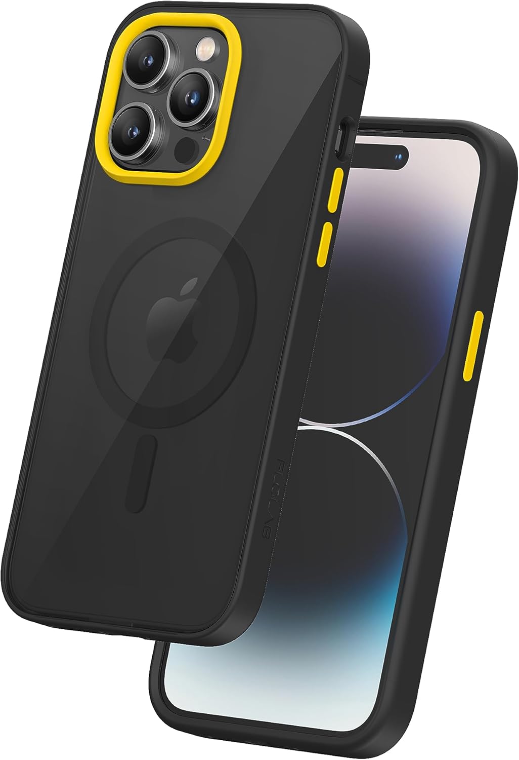 FLOLAB Surtect Tri-Fusion – Funda magnética para iPhone 14 Pro Max, diseño delgado, compatible con Magsafe, marco negro de grado militar, placa