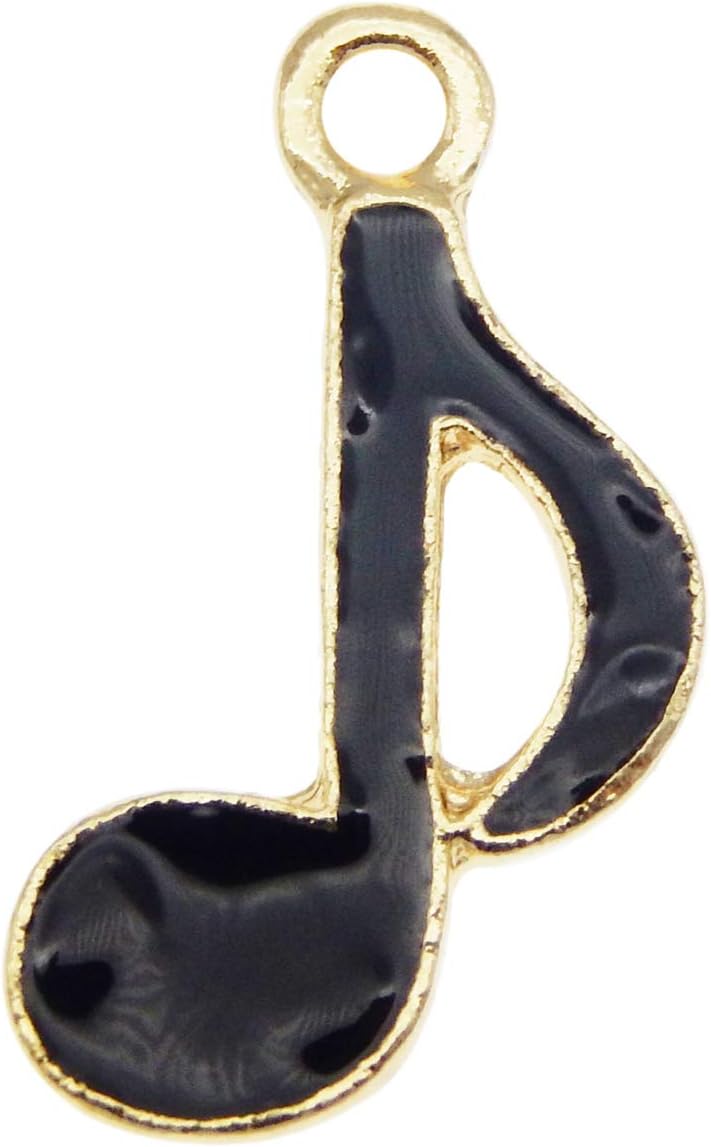 yaokan 40 dijes de notas musicales negras esmaltadas de 0.748 x 0.472 in con ocho notas musicales, colgantes, joyería, collar, pulsera, aretes,