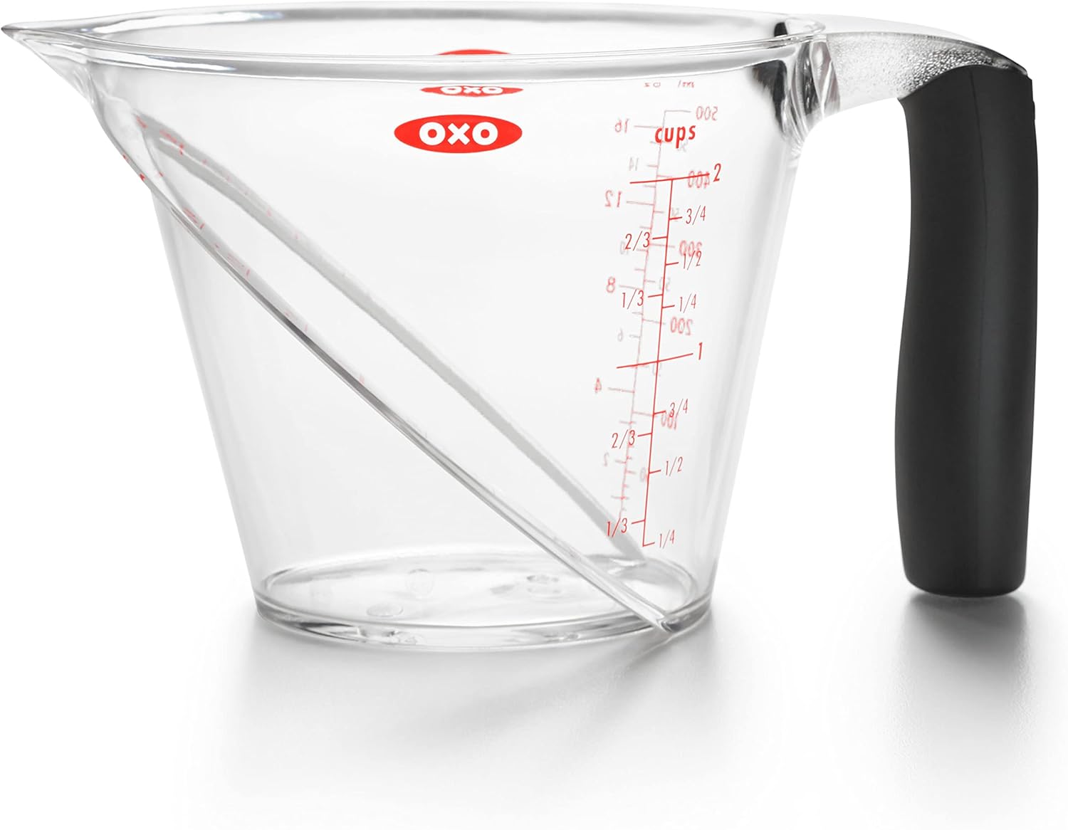 OXO Good Grips – Abrelatas manual de mango suave y taza medidora en ángulo
