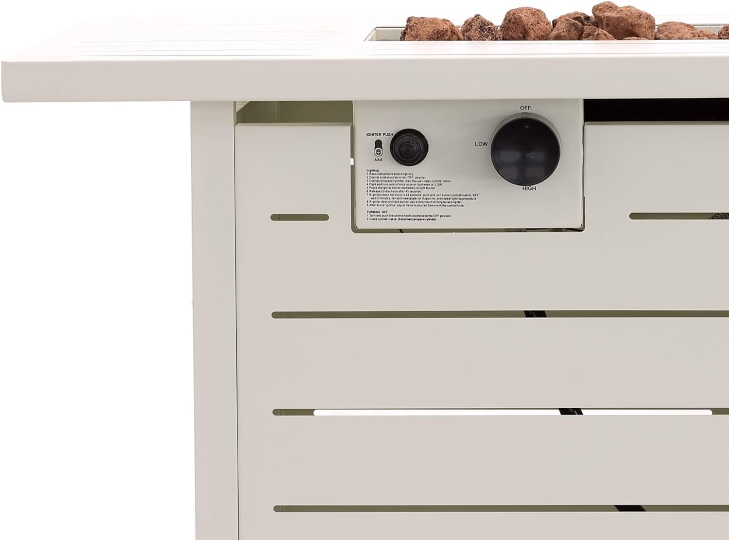 Fogata de propano  Patio al aire libre  Mesa para hoguera  Calentador de patio con quemador de acero inoxidable con rocas de lava e inserto de mesa