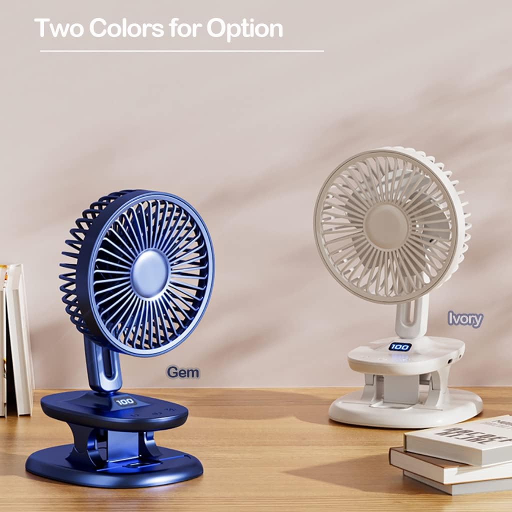 Ventiladores de mesa portátiles de 5 pulgadas con clip, cabezal oscilante de 120, arribaabajo, indicador LED ajustable, ajuste de temporizador,