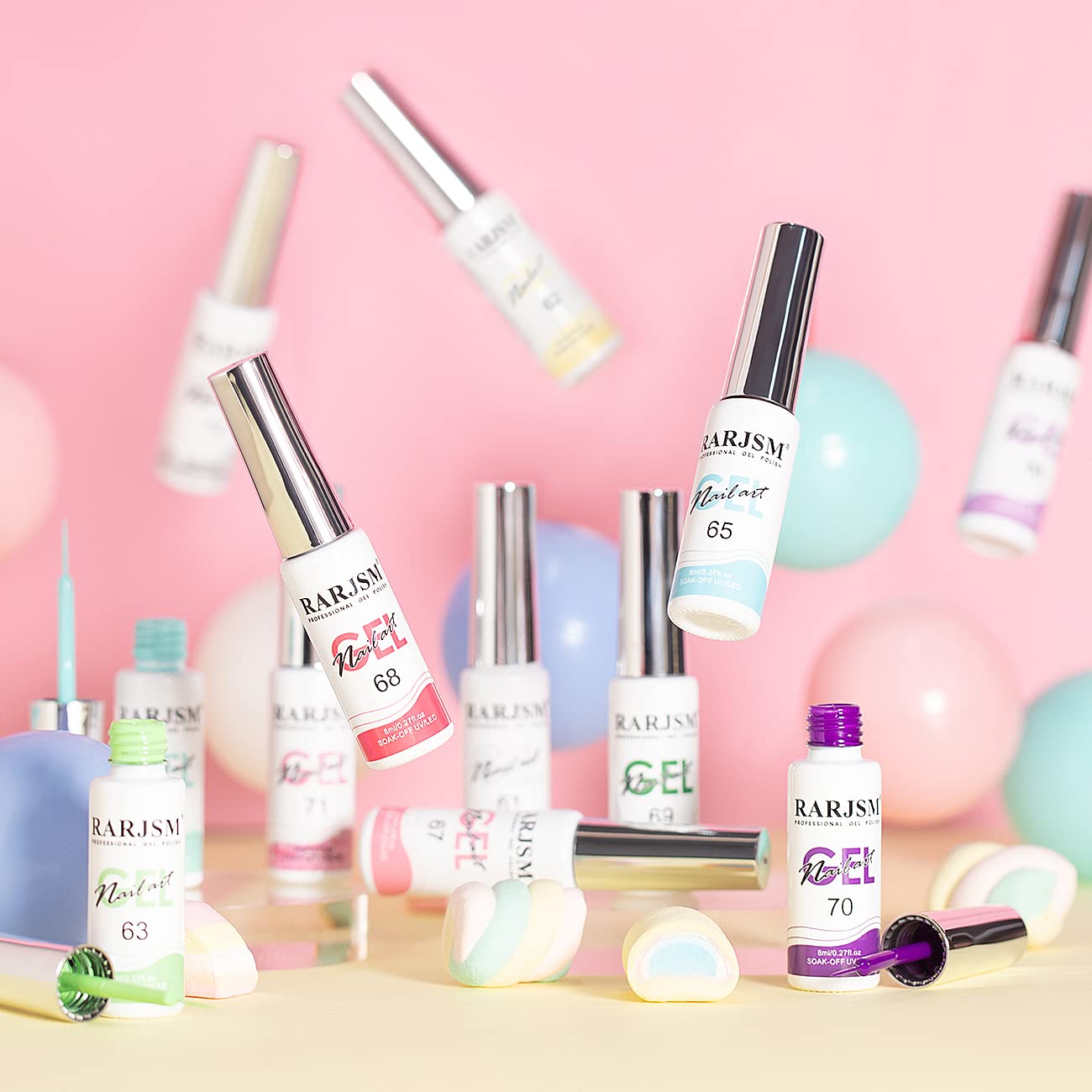 RARJSM Gel Liner Nail Art, colección de algodón de azúcar, juego de esmalte de uñas en gel para dibujo de alambre para diseño de uñas