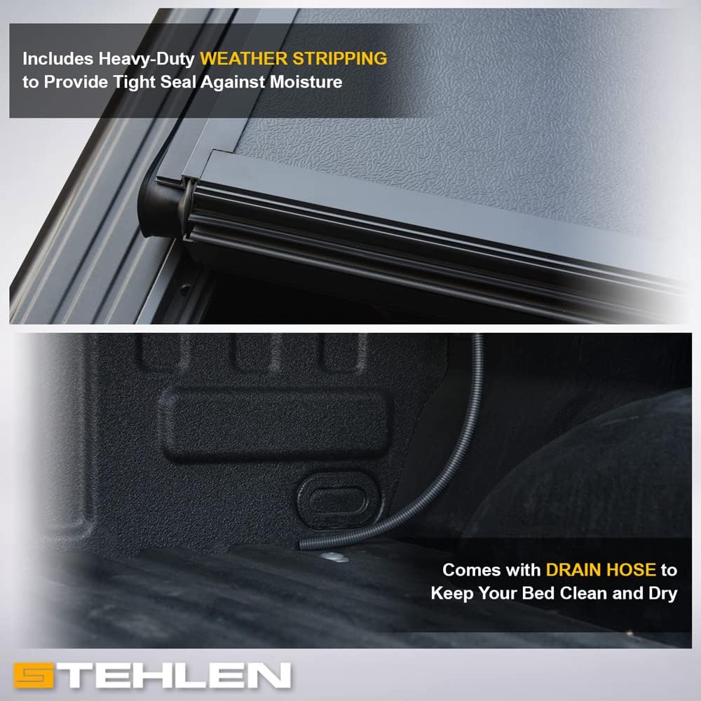 Stehlen 642167828365 Compatible con Ford Ranger 2019-2023 – Cubierta rígida de aluminio de perfil bajo de 6 pies (72 pulgadas), color negro mate