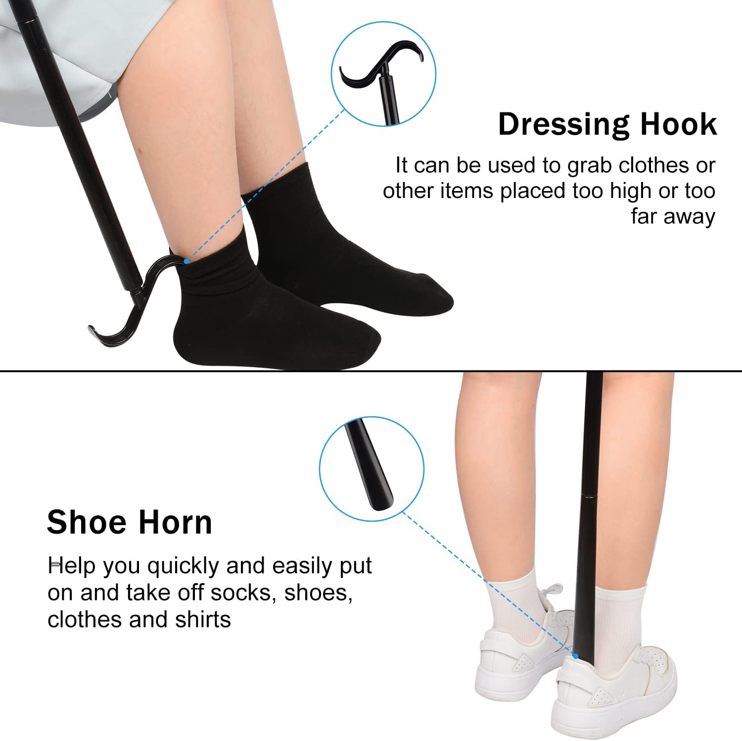 supregear Kit de ayuda de calcetines 4 en 1, kit de ayuda deslizante de calcetines ajustables, kit de ayuda para calcetines, removedor de calcetines