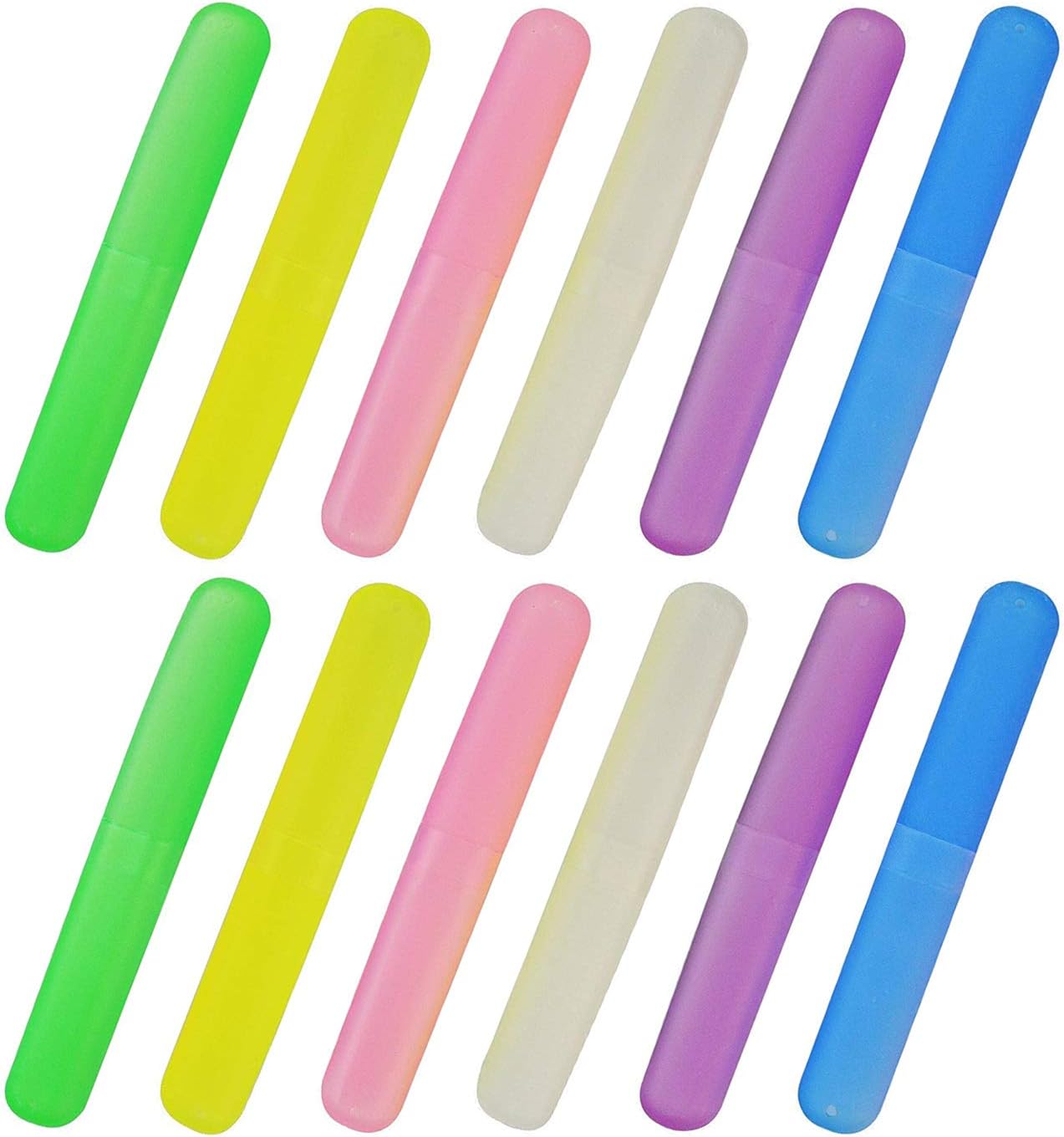 12 fundas de plástico para cepillos de dientes, seis colores, portátil, a prueba de polvo, para cepillos de dientes, para uso diario y de viaje (12)