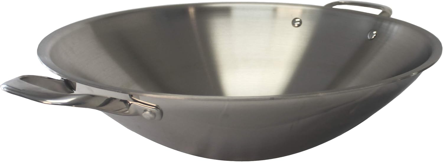 SL-PA400A Wok de acero inoxidable de 16,5  con tapa (listo para inducción)