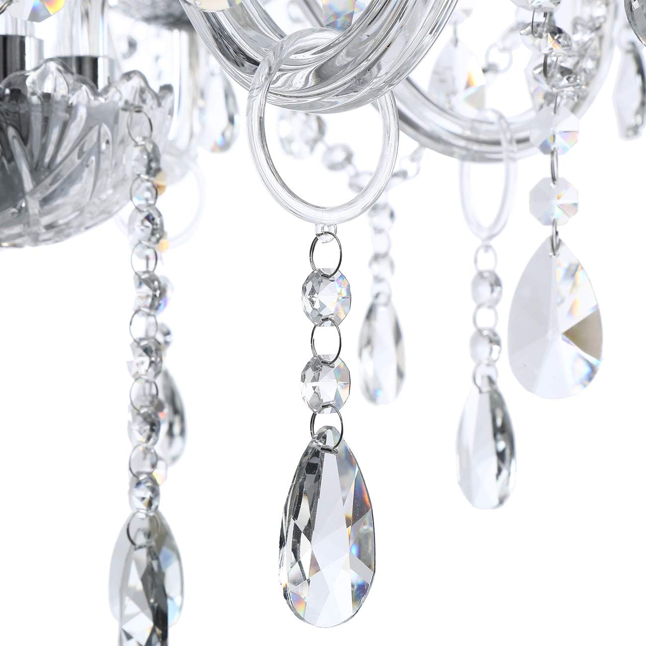 Ridgeyard 10 Luces Modernas Lujosas K9 Cristal Candelabro Lámpara Colgante Lámpara de Techo Salón Iluminación para Comedor Salón Dormitorio Entrada